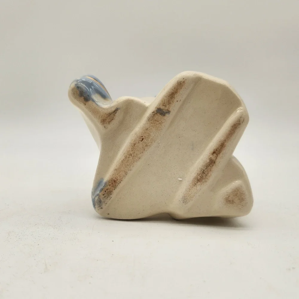 Vintage American Bisque Company Heart Shaped Ceramic Bow Vase Hand Painted Gold